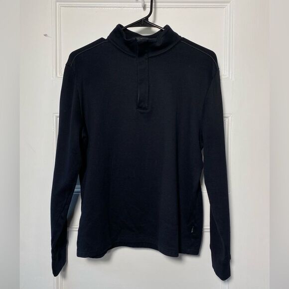 Hugo Boss | Men's Quarter Zip Mock Neck Sweater Black Sz Medium - Picture 2 of 12